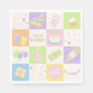 Servilleta De Papel Servilletas de iconos de cumpleaños pastel para fi