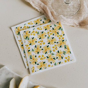 Servilleta De Papel Servilletas de jardín floral acuarela amarillas