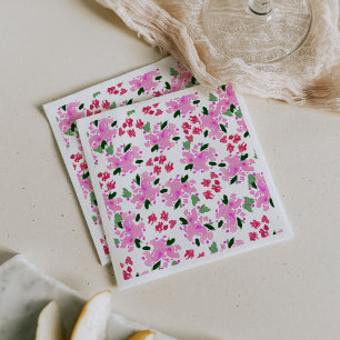 Servilleta De Papel Servilletas de jardín floral acuarela fucsia