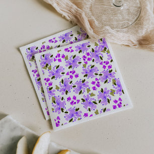 Servilleta De Papel Servilletas de jardín floral de acuarela púrpura