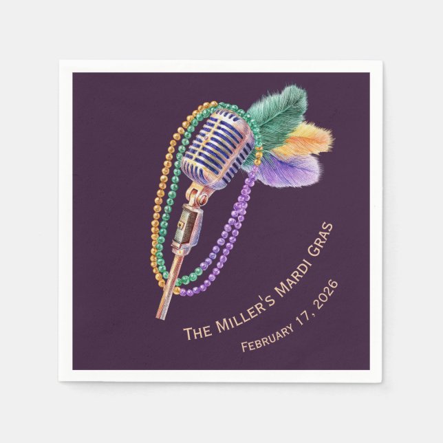 Servilleta De Papel Servilletas de jazz personalizadas para Mardi Gras (Anverso)