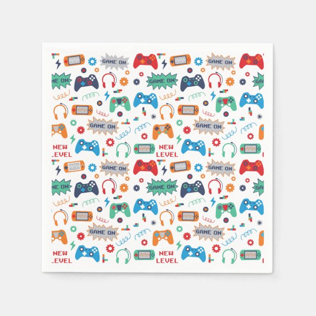 Servilleta De Papel Servilletas de juegos, Fiesta de videojuegos (Anverso)
