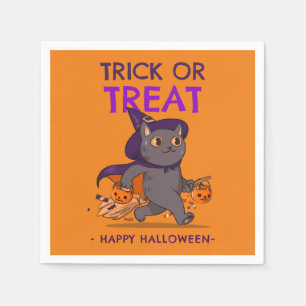 Servilleta De Papel servilletas de la fiesta de Halloween, gato con go