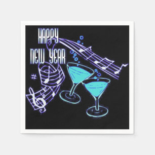 Servilleta De Papel Servilletas de la música azul y de la Feliz Año