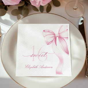 Servilleta De Papel Servilletas de lazo rosa para Sweet 16