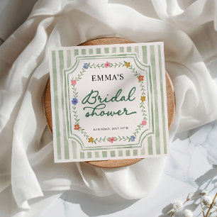 Servilleta De Papel Servilletas de líneas verdes florales