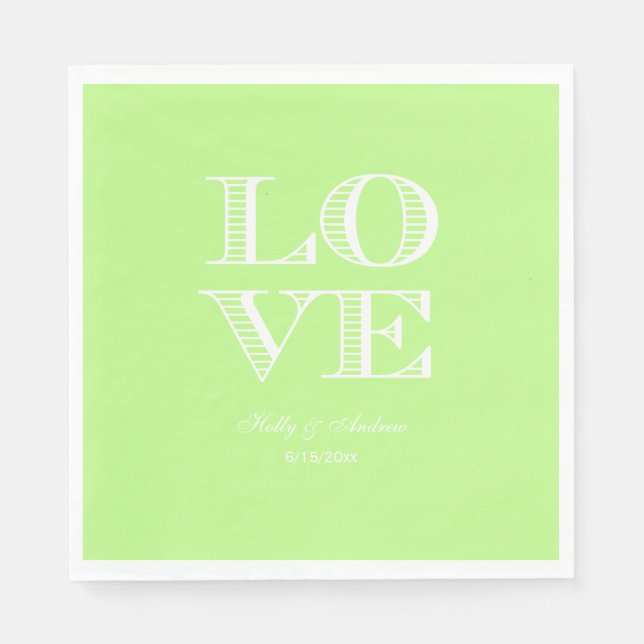 Servilleta De Papel Servilletas de LOVE Verde Pistacho, Blanco (Anverso)