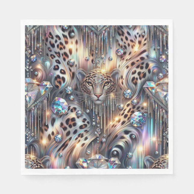 Servilleta De Papel Servilletas de lujo con estampado de leopardo opal (Anverso)