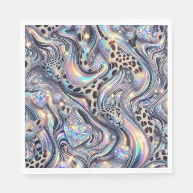 Servilleta De Papel Servilletas de lujo con estampado de leopardo opal (Anverso)