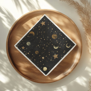 Servilleta De Papel Servilletas de Luna Dorada Noche Estrellada
