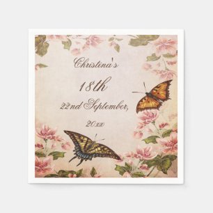 Servilleta De Papel Servilletas de mariposas y flor de almendro vintag