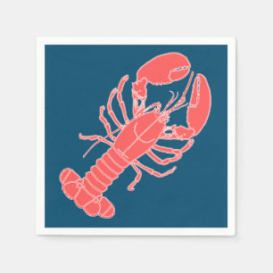 Servilleta De Papel Servilletas de mariscos azul oscuro langosta rosa