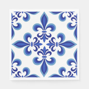 Servilleta De Papel Servilletas de merienda de damasco azul elegante