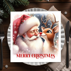 Servilleta De Papel Servilletas de mesa navideñas brillantes de Rudolp