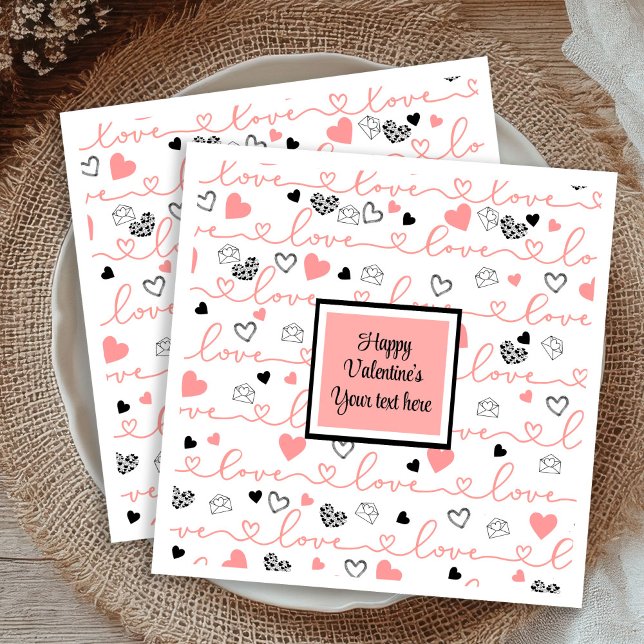 Servilleta De Papel Servilletas de mesa personalizadas con texto de am (Personalized Table Love Text Art Valentine Napkins)