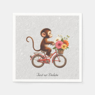 Servilleta De Papel Servilletas de mono en bicicleta floral