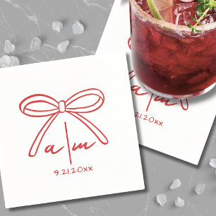 Servilleta De Papel Servilletas de Monograma de Boda con Arco Rojo Dib