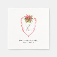 Servilletas de monograma de boda Poinsettia