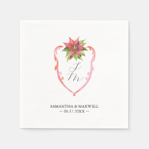 Servilleta De Papel Servilletas de monograma de boda Poinsettia