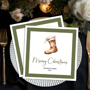 Servilleta De Papel Servilletas de Navidad con Árbol Elegante y Nombre