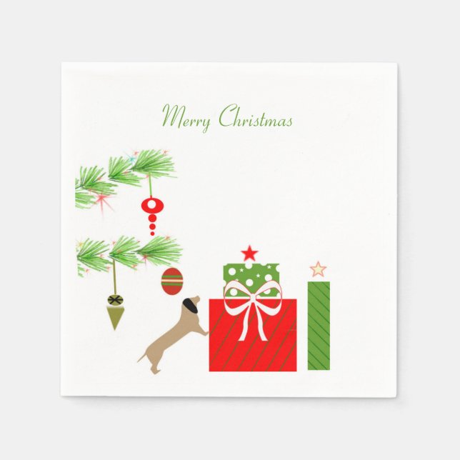 Servilleta De Papel Servilletas de Navidad con Dachshund (Anverso)