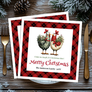Servilleta De Papel Servilletas de Navidad con gallinas caprichosas y