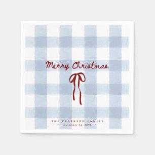 Servilleta De Papel Servilletas de Navidad con lazo rojo de gingham az