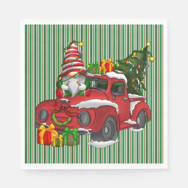 Servilleta De Papel Servilletas de Navidad con Rayas Verdes (Anverso)