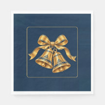 Servilletas de Navidad de Azul Medianoche y Dorado