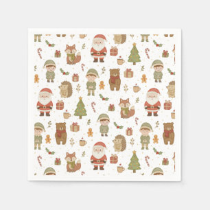 Servilleta De Papel Servilletas de Navidad de Bosque Dibujadas a Mano