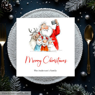 Servilleta De Papel Servilletas de Navidad de Papá Noel divertido pers