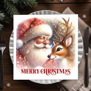 Servilleta De Papel Servilletas de Navidad de Santa Clásico Rudolph pa