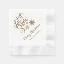 Servilletas de Navidad Let it Snow Gold