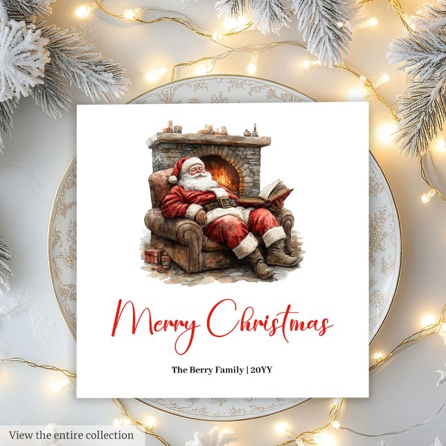 Servilleta De Papel Servilletas de Navidad modernas y acogedoras de Sa (Classic Santa Claus Modern Cozy Christmas Napkin)