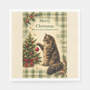 Servilleta De Papel Servilletas de Navidad personalizadas con gato y c