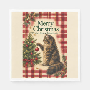 Servilleta De Papel Servilletas de Navidad personalizadas con gato y c