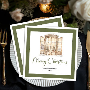 Servilleta De Papel Servilletas de Navidad personalizadas con puerta v