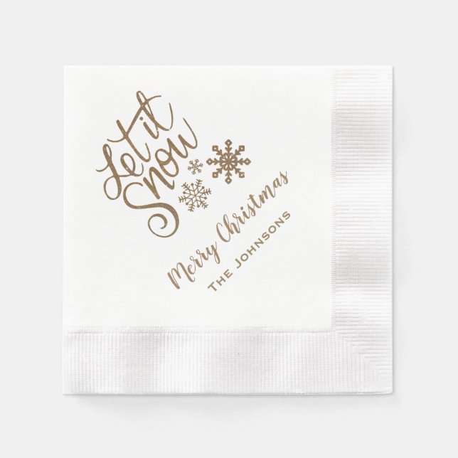 Servilleta De Papel Servilletas de Navidad Personalizadas "Let it Snow (Anverso)