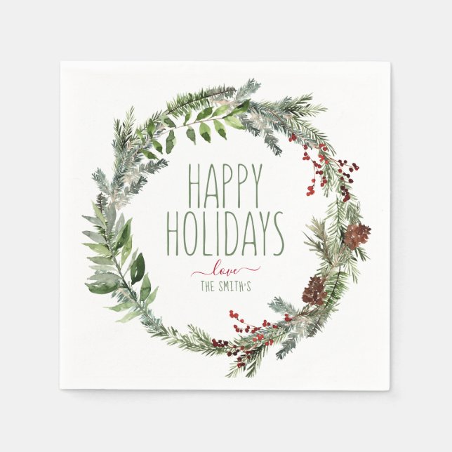 Servilleta De Papel Servilletas de Navidad / Vacaciones | Corona de Ev (Anverso)