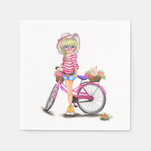 Servilleta De Papel Servilletas de niña con bicicleta