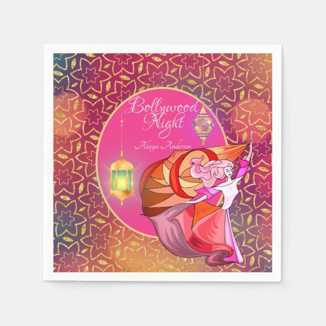 Servilleta De Papel Servilletas de Noche de Bollywood - Personalizadas (Anverso)