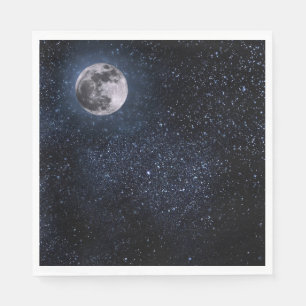 Servilleta De Papel Servilletas de Noche de Luna Llena Estrellas Espac