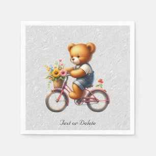 Servilleta De Papel Servilletas de oso de bicicleta floral