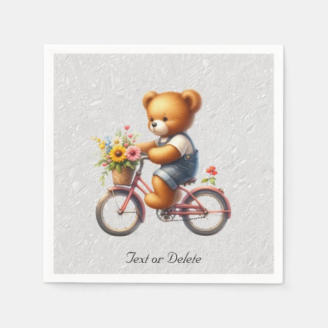 Servilleta De Papel Servilletas de oso de bicicleta floral (Anverso)