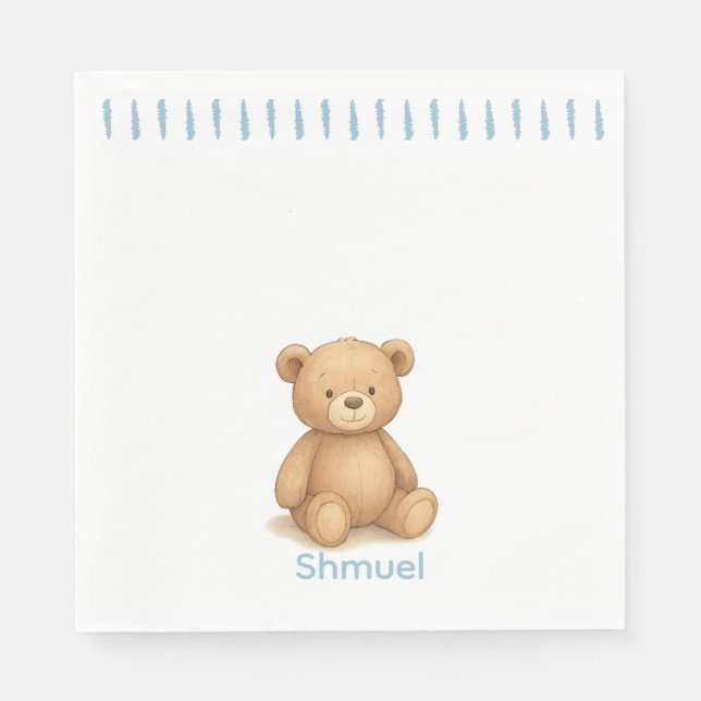 Servilleta De Papel Servilletas de oso lindo con acentos azules (Anverso)