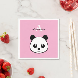 Servilleta De Papel Servilletas de oso panda lindo – Monograma persona