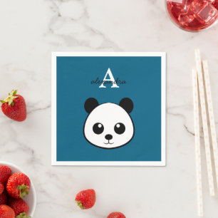 Servilleta De Papel Servilletas de oso panda lindo – Monograma persona