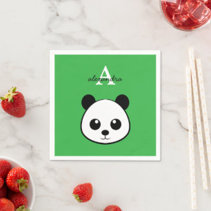 Servilleta De Papel Servilletas de oso panda lindo – Monograma persona
