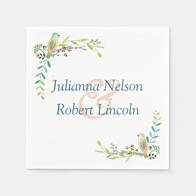 Servilleta De Papel Servilletas de pájaros acuarela (Anverso)