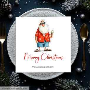 Servilleta De Papel Servilletas de Papá Noel divertidas con acuarela p
